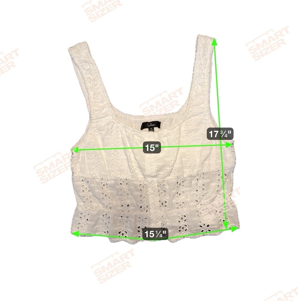 Lulus Milkmaid Eyelet Crop Top M White Sleeveless Ruffle Cottagecore Coquette - Picture 8 of 8